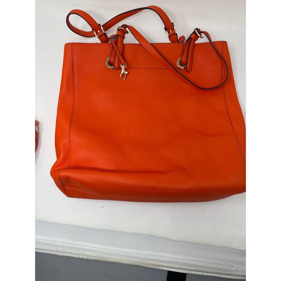 Michael Kors Jet Set Travel Tote Orange with matching cosmetic bag. Nice Cond! - Picture 3 of 10